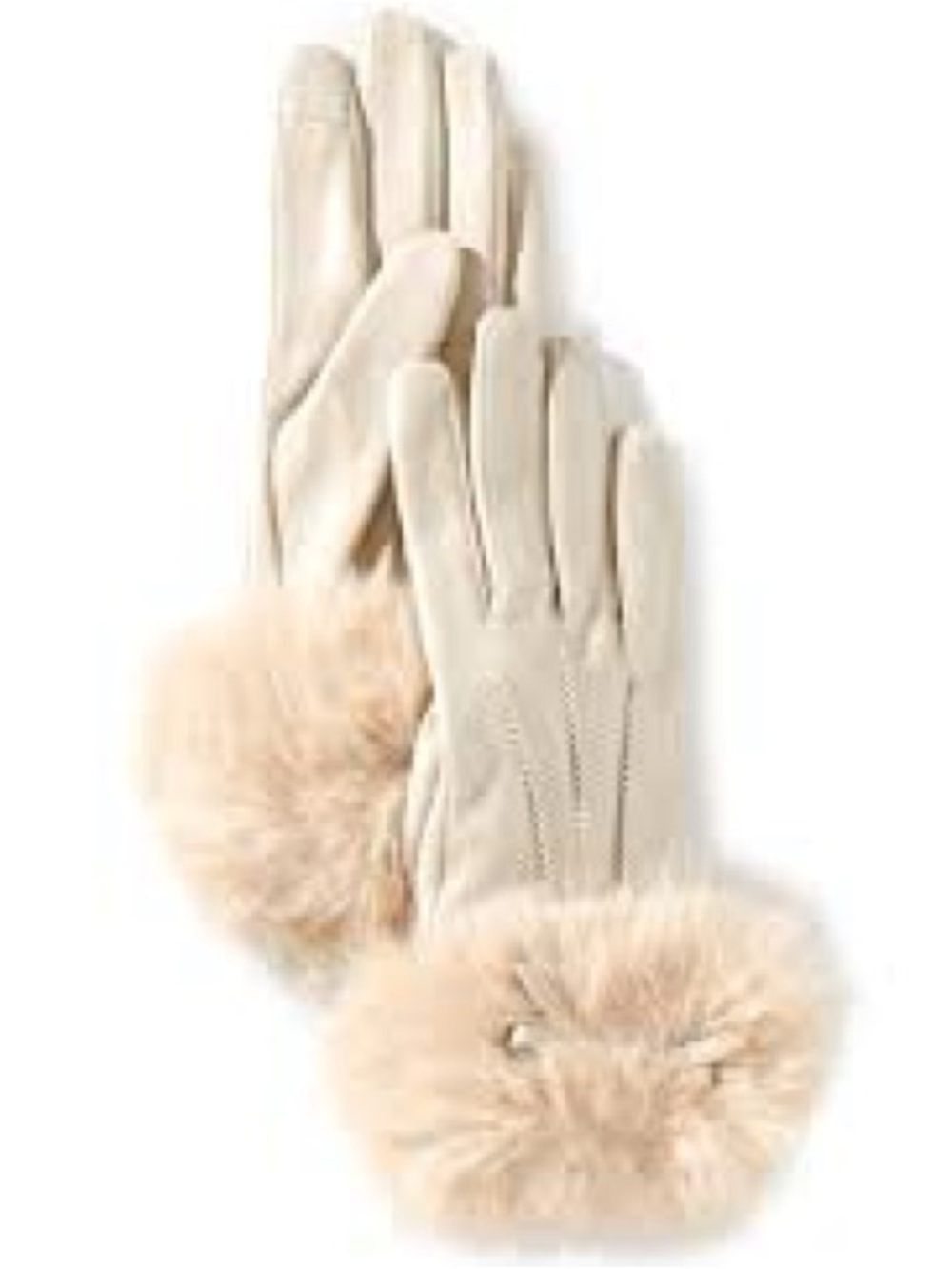 SASSO + SMYTH Women's Faux Fur Bow Cuff Tech Tip Traditional Leather Gloves S